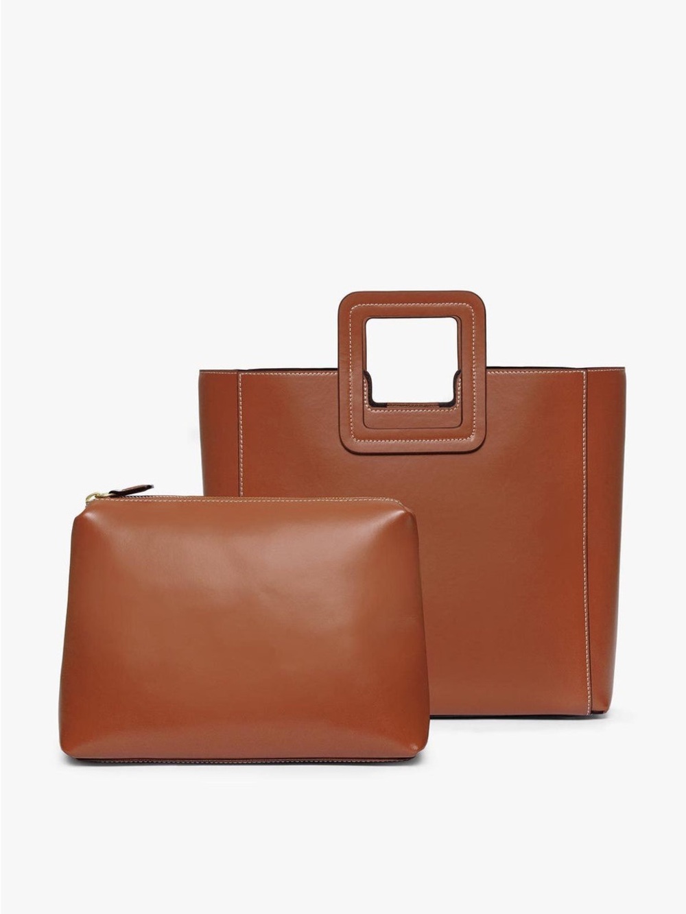 STAUD SHIRLEY LEATHER BAG SADDLE